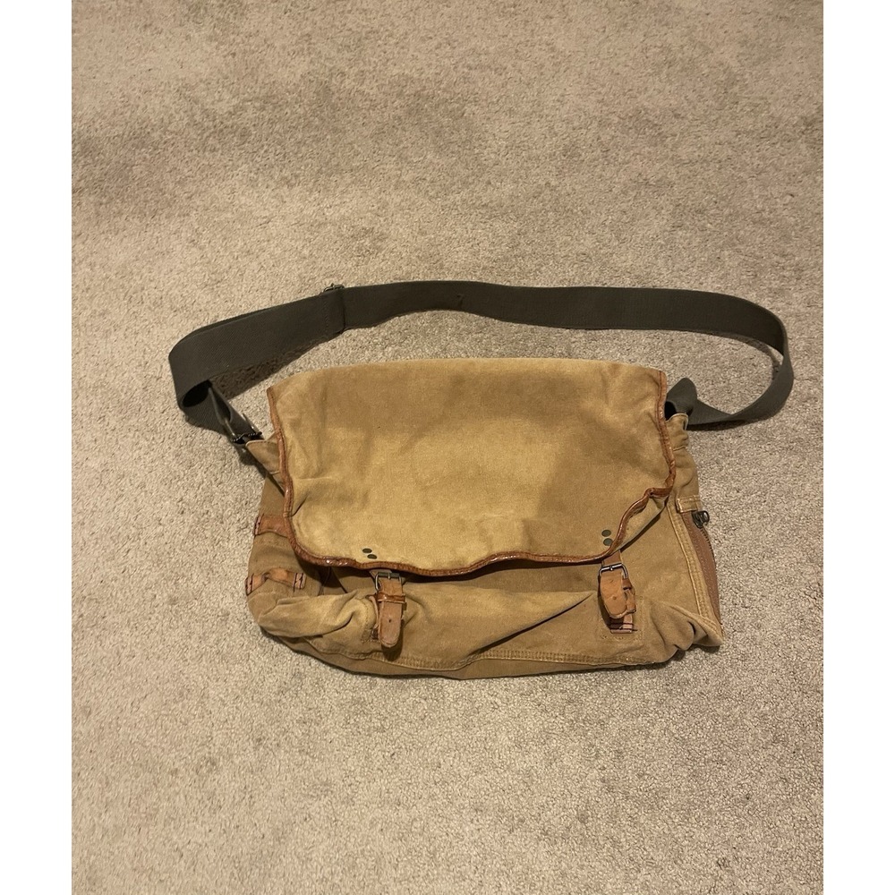 Old Navy Surplus Gear Canvas Leather Post Man Messenger Bag R12 - 17" x 12" x 4"